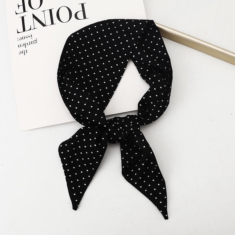 スカーフ レディース 韓国風 波ドット柄 飾り バッグアクセサリー ポリエステル 9.5x96cm