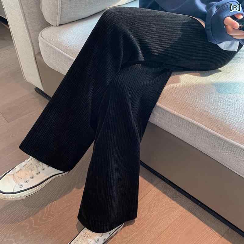 マタニティ ニット ワイドパンツ レディース 春秋 ゆったり ストレート シェニール 妊婦 ズボン 綿 ポリエステル ブラック ベージュ 3