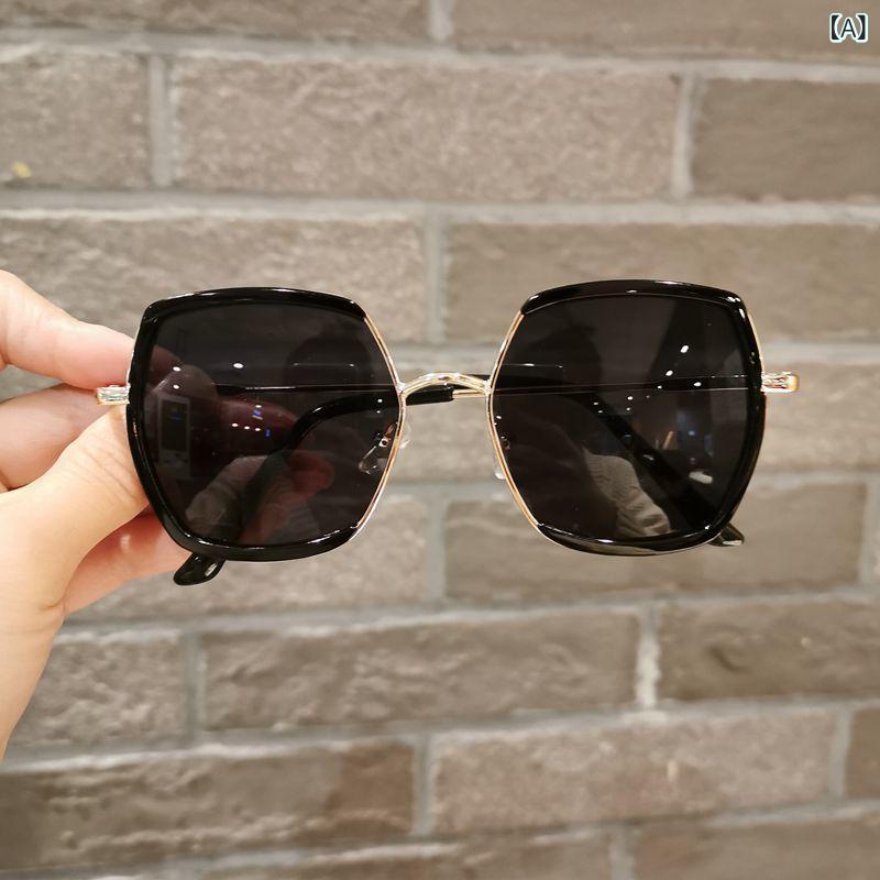 子供用サングラス 男女兼用 かわいい ファッションサングラス 紫外線対策 異形フレーム 黒 紺 ピンク 赤 茶 白 シルバー メタルフレーム