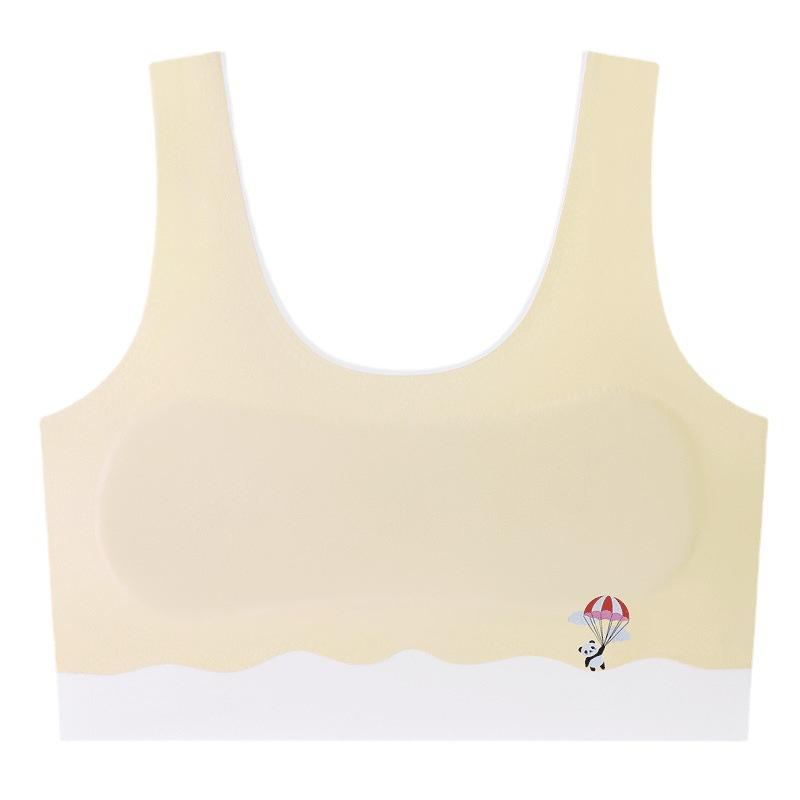 子供用ブラジャー 女の子 9歳～16歳 ノンワイヤー ハーフトップ スポブラ 接触冷感 インナー 薄手 通気性 肌色 緑 ピンク 白 Mサイズ Lサイズ XLサイズ