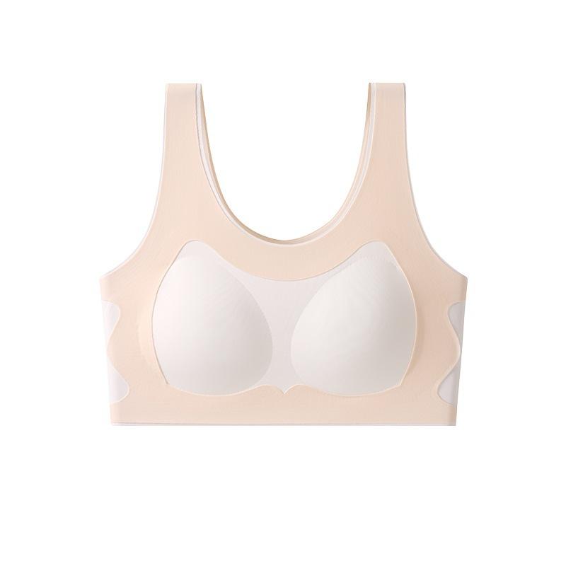 ブラジャー ガールズ スポーツブラ 薄手 中学生 高校生 スポブラ ノンワイヤー ハーフトップ 肩紐調節 ..