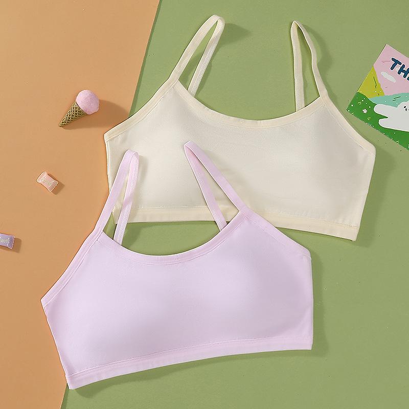 子供用ブラジャー スクールインナー スポーツブラ 綿 薄手 全罩杯 ノンワイヤー 肩紐調節不可 通気性 吸汗性 肌色 ピンク系 グレー ブラック
