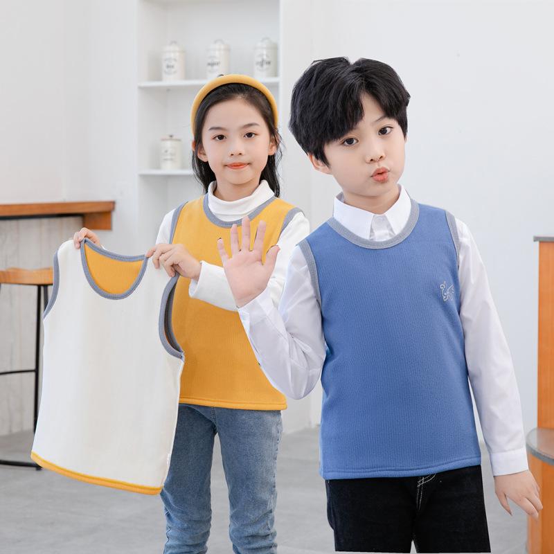 子供用 ベスト 男女兼用 ベビー服 秋冬 起毛 保温 アウター ミドル丈 大きいサイズ インナーウェア ポ..