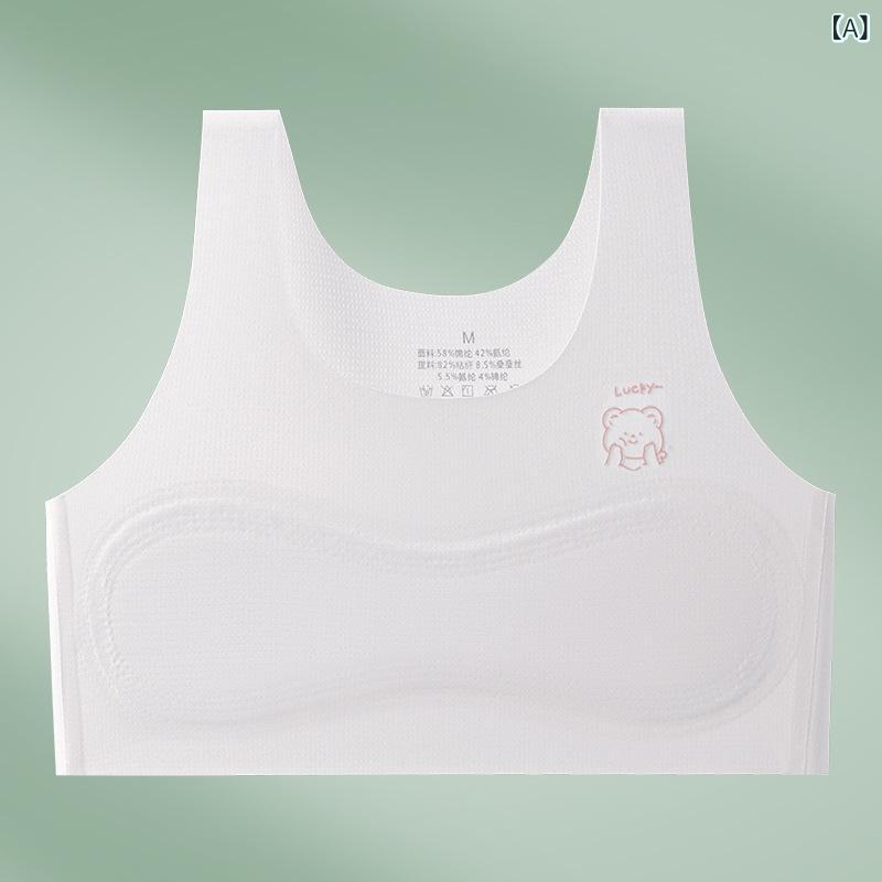 子供用ブラ スクールインナー 女の子 ハーフトップ スポーツブラ ジュニアブラ キッズブラ ファーストブラ ノンワイヤー 薄手 接触冷感 快適