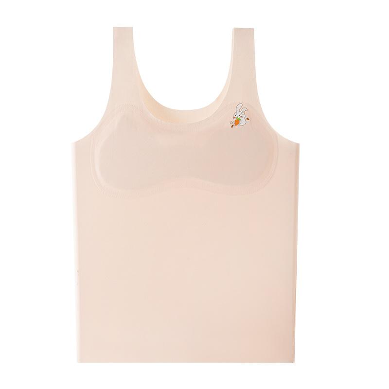 子供用ブラジャー スポブラ 女児 ハーフトップ スポーツブラ 一体型カップ ノンワイヤー 吸湿速乾 通気性 肌着 インナー ピンク系 アイボリー ブルー