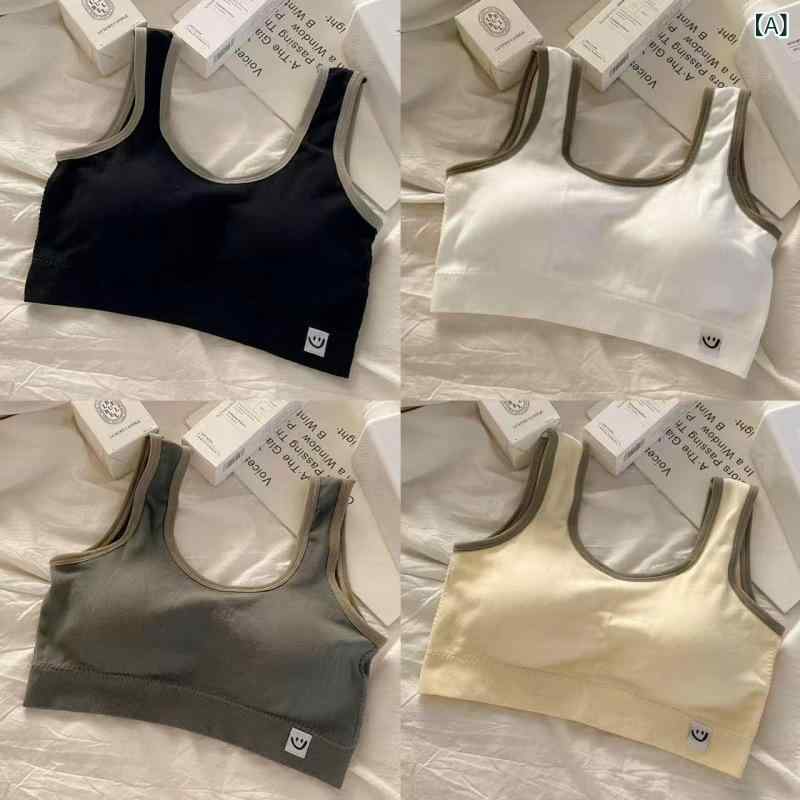 子供用ブラジャー キッズ 女の子 中学生 スポーツブラ ノンワイヤー 一体型 揺れ防止 スポブラ ジュニア ティーンエイジャー ブラジャー 黒 白 灰色 黄色 4枚セット 3枚セット 2枚セット 1枚 S M L XL