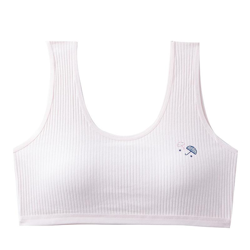 ブラジャー ガールズ 小学生 中学生 スクールインナー ハーフトップ ノンワイヤー 綿 薄手 通気性 防透..