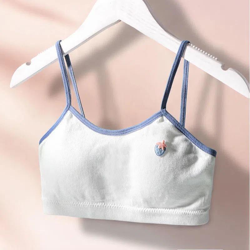 子供用ブラジャー 小学生 一二段階 女の子 胸パッド付き キャミソール式 コットン 通気性 快適 薄型カ..