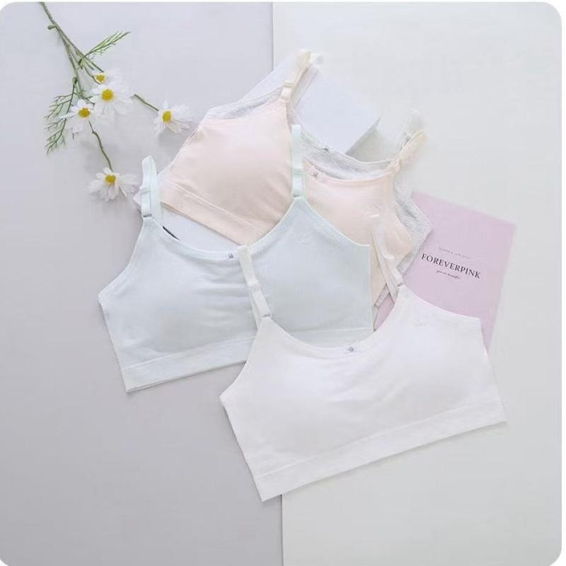 子供用ブラジャー 女児 ハーフトップ スポーツブラ ジュニアブラ ファーストブラ コットン スポブラ 吸湿速乾 通気性 ずれにくい 快適 インナー 肌着 グレー ホワイト グリーン