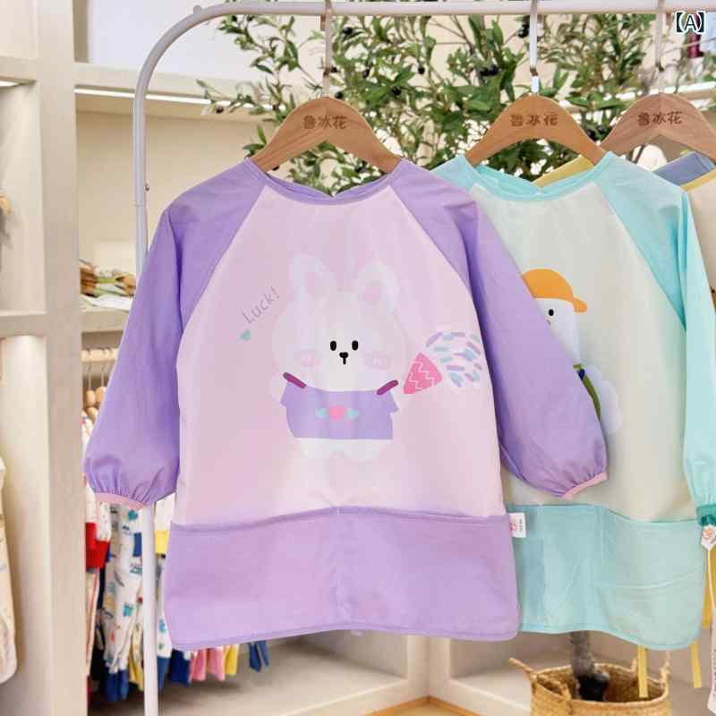 楽天Tanzanベビー キッズ 防水 遊び着 長袖 エプロン スモック 女の子 男の子 食事用 幼稚園 保育園 かわいい おしゃれ 汚れ防止 秋冬 ポリエステル