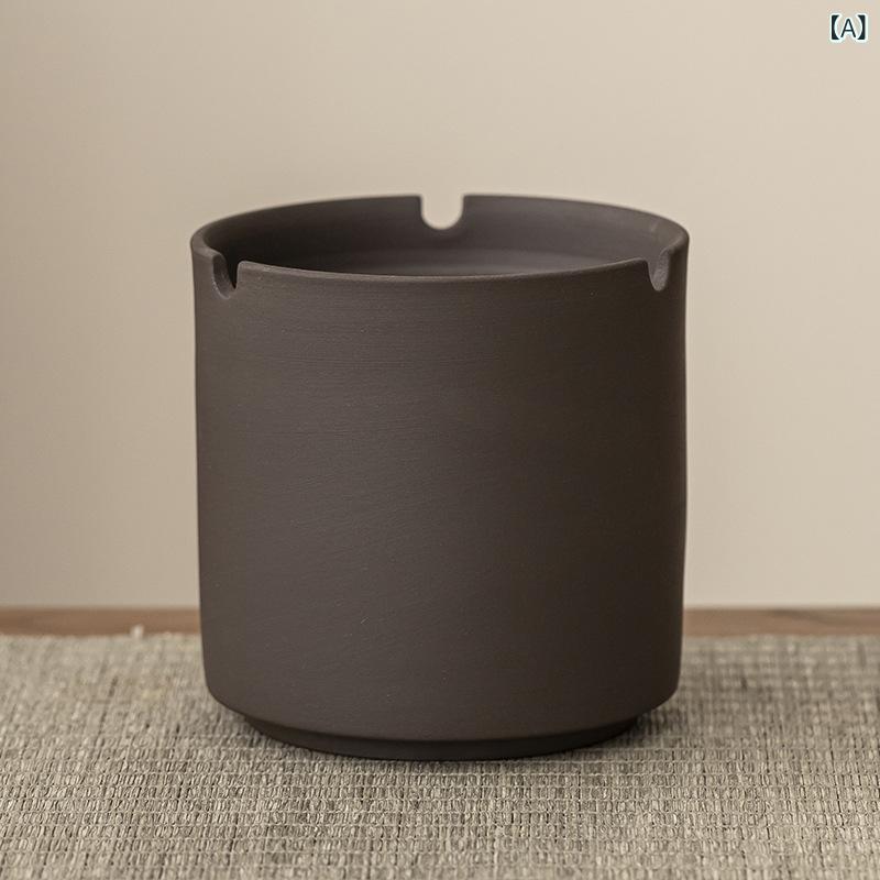 灰皿 ふた付き 陶器製 防風 大容量 卓上 据え置き 車載 オフィス リビング 寝室 おしゃれ レトロ ヴィンテージ風 紫砂 無地 招財進宝 海納百川 厚徳載物 天道酬勤 禅茶一味 舍得