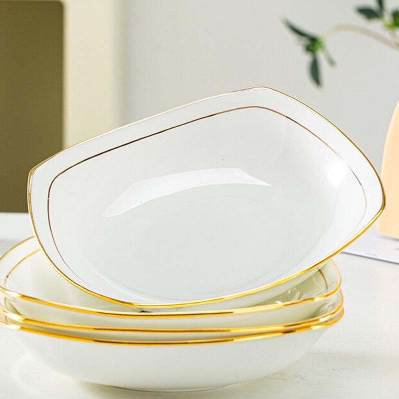 食器 皿 金縁 ボーンチャイナ スクエアプレート 深皿 デザート 前菜 取り皿