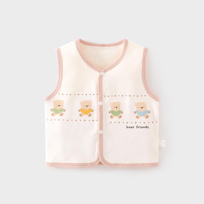 ベビー服 ベスト 新生児 赤ちゃん 純綿100% 腹巻き付き あったか ノースリーブ トップス かわいい 動物..