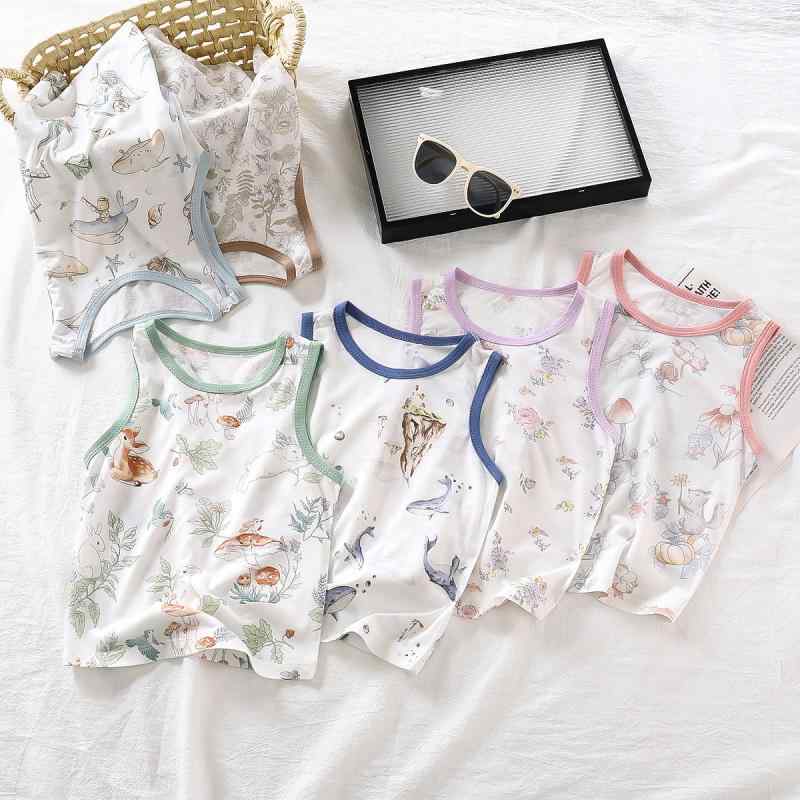 子供用タンクトップ ベビー ノースリーブ トップス 薄手 モーダル 男の子 女の子 春夏 かわいい アニマ..