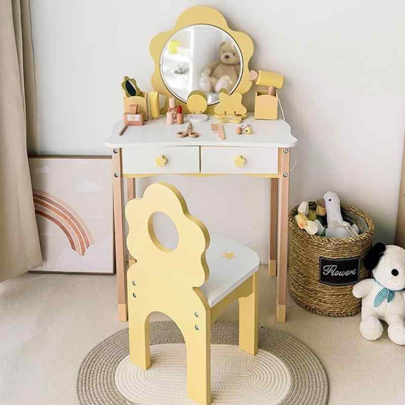 おもちゃ ドレッサー 子供用 メイクアップ セット 木製 知育玩具 趣味 玩具 化粧台 北欧風 女の子 向け..