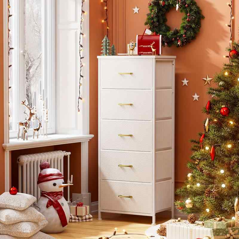 ドレッサー 5段 引き出し 寝室 実木 北欧風 化粧台 収納 スツールなし ホワイト 鏡なし コンパクト 省..