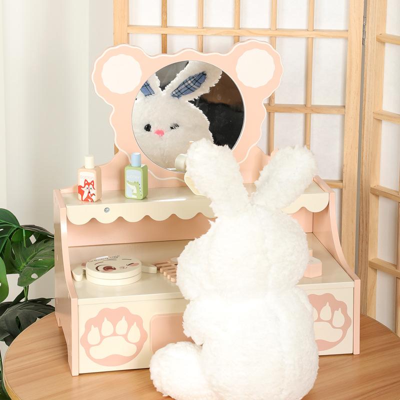 おもちゃ ドレッサー 子供用 メイクアップ セット 木製 熊 くま 知育玩具 ロールプレイ ごっこ遊び 手..