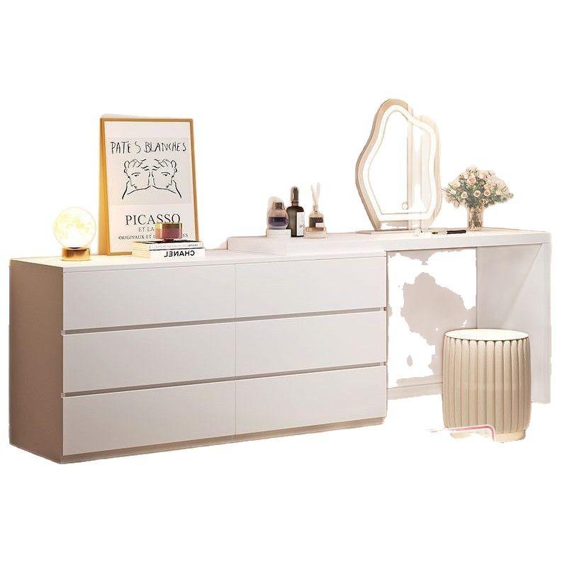 ドレッサー 寝室用ドレッサー 6段チェスト 韓国風 大容量 伸縮式ドレッサー スツール付き ミラー付き 8..