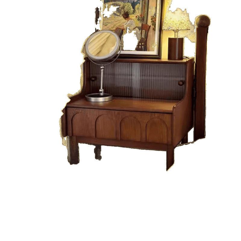 ドレッサー 木製 白蜡木 60cm 80cm 小型 コンパクト メイク台 椅子付き 鏡付き 寝室用 北欧風 ナチュラル