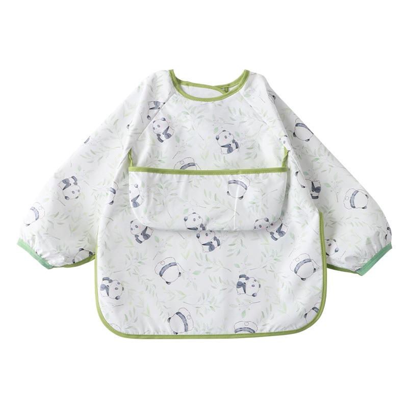 ベビー キッズ 長袖食事エプロン 防水 撥水 防汚 食事用エプロン 幼稚園 保育園 かわいい パンダ ウサ..