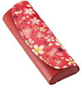 メイガン(Meigan) メガネケース レディース セミ ハード マグネット 軽量 コンパクト スリム おしゃれ 和柄 花 レッド 219502