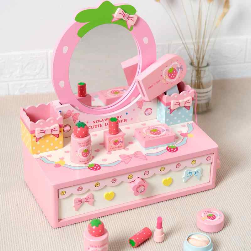 おもちゃ ドレッサー 子供用 木製 かわいい 女の子 おままごと メイク おもちゃ 収納 知育玩具 4歳 5歳..