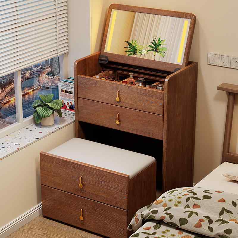 ドレッサー 木製 寝室用 化粧台 省スペース ベッドサイド フラップトップ ドレッサー 小型 収納 キャビ..