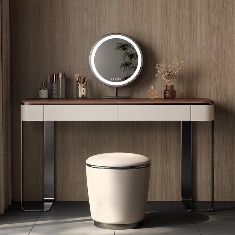 ドレッサー デスク 実木 無垢材 ウォールナット イタリアンデザイン 鏡台 化粧台 勉強机 寝室 多機能