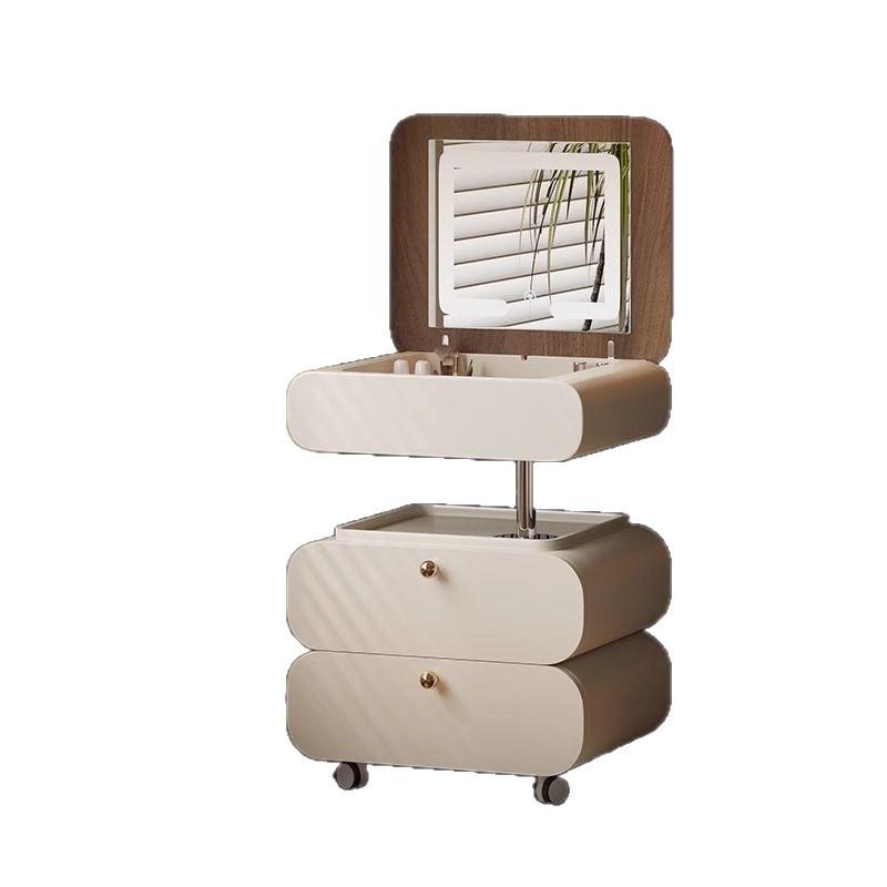 ドレッサー 小型 メイクアップテーブル キャスター付き 化粧台 鏡付き 昇降式 実木製 勉強机 デスク ク..