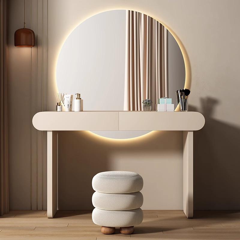 ドレッサー 実木 無垢材 化粧台 ベッドサイドキャビネット 一体型 コンパクト 寝室 椅子付き 鏡付き ナ..