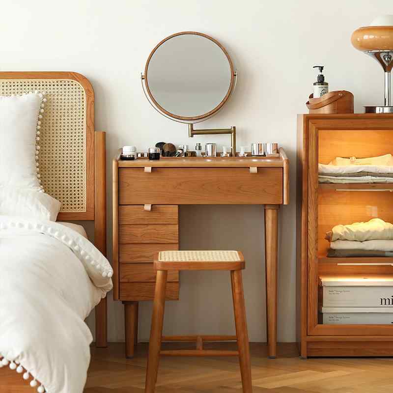 ドレッサー 小型 narrow スリム 65cm 桜 櫻桃木 チェリー ウッド インスタ風 ベッドルーム 寝室 家具 ..