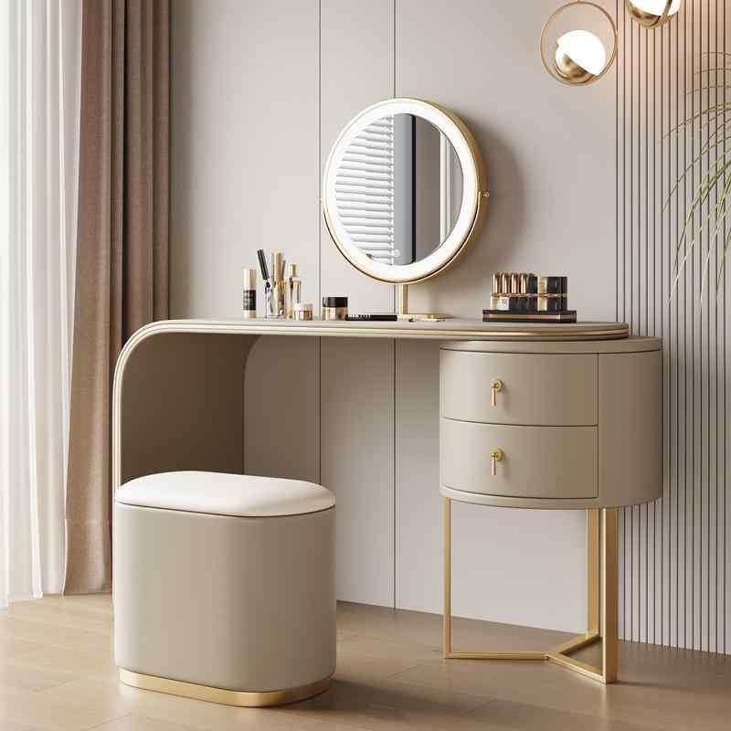 ドレッサー 実木製 化粧台 寝室用 コンパクトサイズ 収納一体型 高級感 スマートミラー付き メイクアッ..