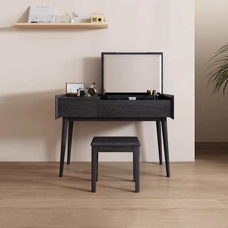 ドレッサー 実木製 メイク台 兼用 デスク ヴィンテージ風 化粧台 コンパクト 寝室用 椅子付き メイク収..