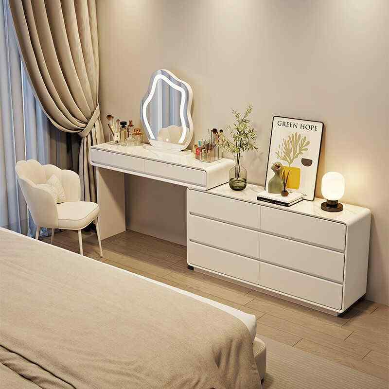 ドレッサー ベッドサイド 寝室用 ドレッサー 実木 フレーム 岩盤 多層板 コンパクト 多機能 収納付き ..