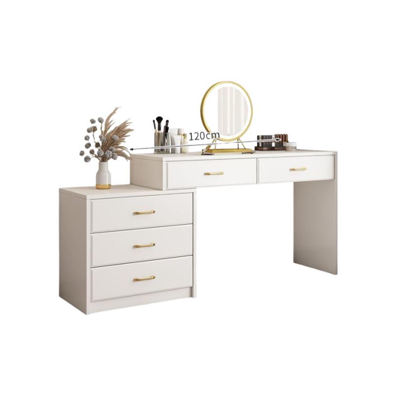 ドレッサー 三面鏡 椅子付き 化粧台 収納付き 伸縮式 क्रीम色