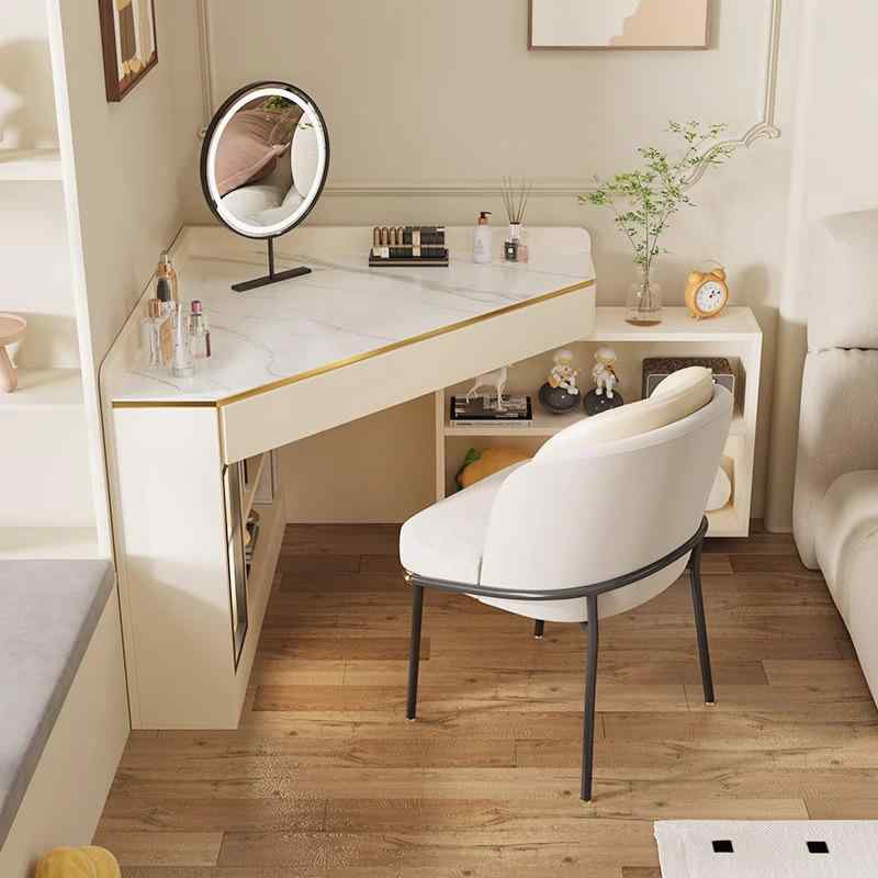 ドレッサー 収納一体型 コンパクト 寝室用 化粧台 椅子付き 折りたたみ 実木天板