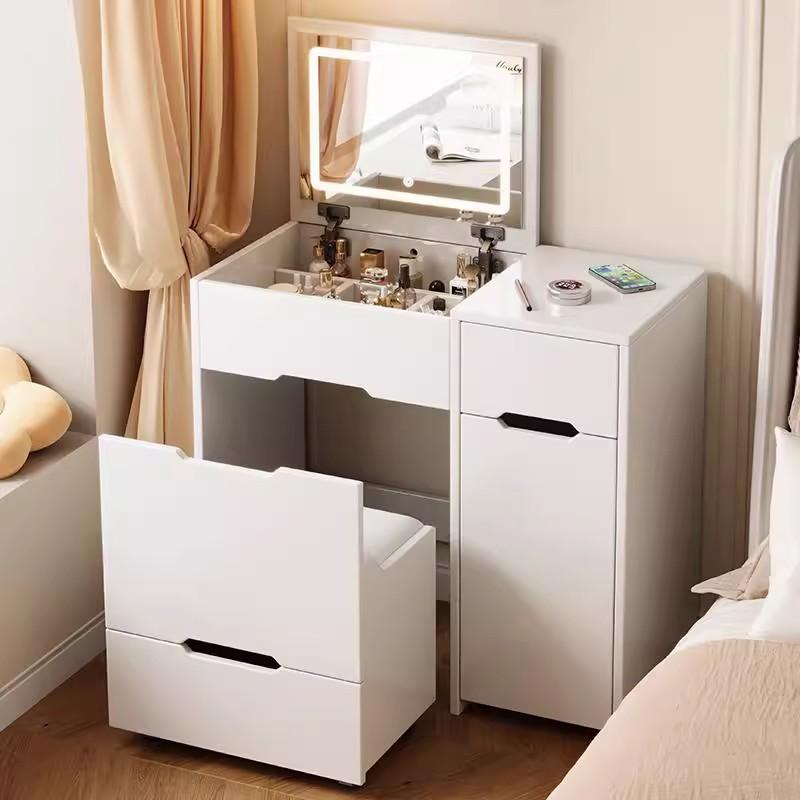 ドレッサー コンパクト 子供用 寝室 ベッドサイドテーブル 収納 一体型 メイクアップテーブル 化粧台 ..