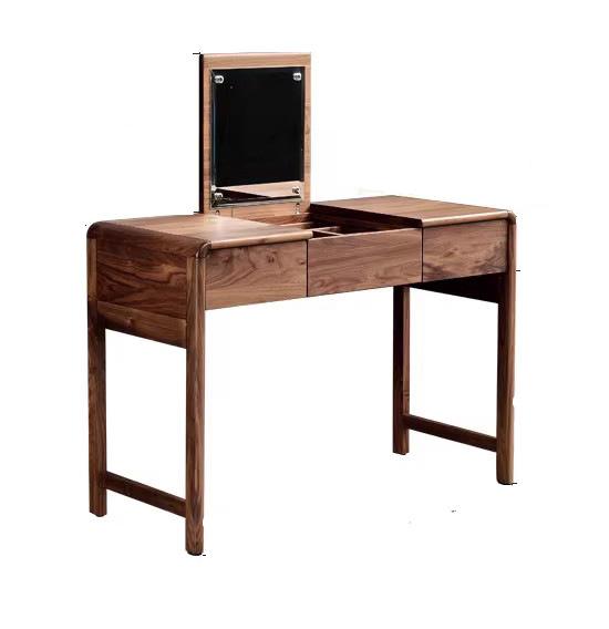 ドレッサー 北欧 子供部屋用 メイクアップテーブル 化粧台 ブラックウォールナット 無垢材 ベッドルー..