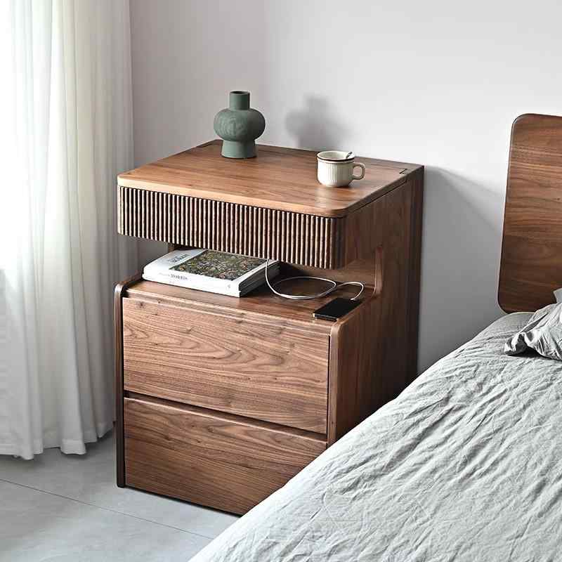 ドレッサー 黒胡桃木 翻蓋式 コンパクト ナイトテーブル モダン 簡約 ベッドルーム 化粧台 ミラー付き ..