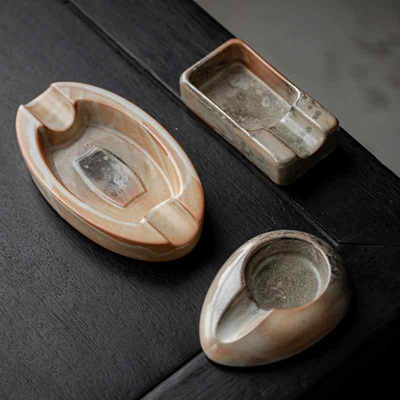 灰皿 陶器 雪茄用 携帯用 茶道アクセサリー 窯変釉 小さいサイズ