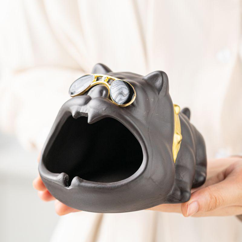 灰皿 かわいい 犬型 陶器 防風 車載 中国風 おしゃれ ギフト 母の日 アウトドア レジャー オフィス ラッキーアイテム