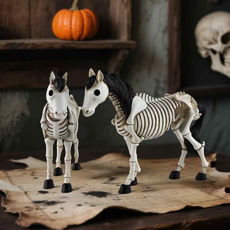 ハロウィン オブジェ スケルトン ホース オーナメント デスクトップ 置物 馬 ウマ 骸骨 ドクロ スカル ..