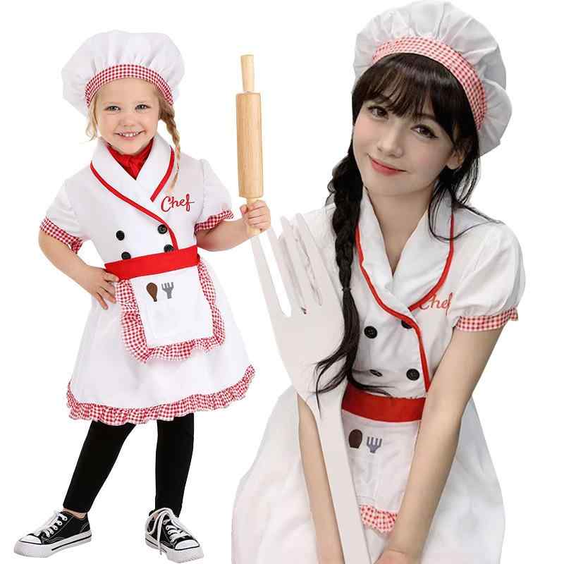子供用 コスチューム 料理人 幼稚園 お遊戯会 手作り 料理教室 ケーキ屋 制服 帽子 エプロン付き 女の子 舞台衣装 ハロウィン