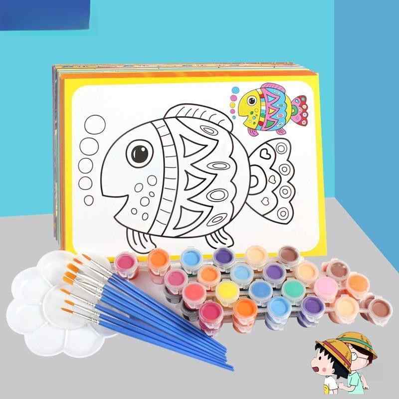 絵本 子供用 水彩絵の具 ぬりえセット DIY 手作り 知育玩具 男の子 女の子 幼児 幼稚園 お絵かき