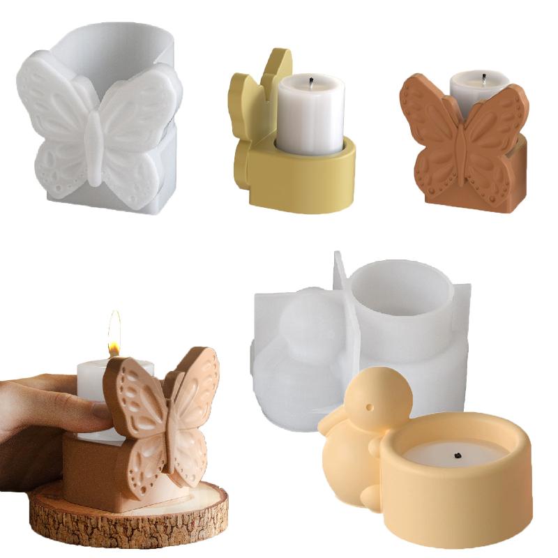 ケーキ型 ウサギ 兎 バニー 蝶 バタフライ 蝋燭 ろうそく ロウソク アロマキャンドル グラスホルダー ..