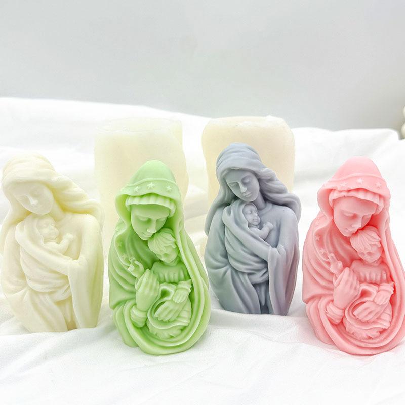 ケーキ型 母子像 アロマキャンドル 石膏 滴胶 拡散石 レジン デコレーション 置き物 母の日 ギフト