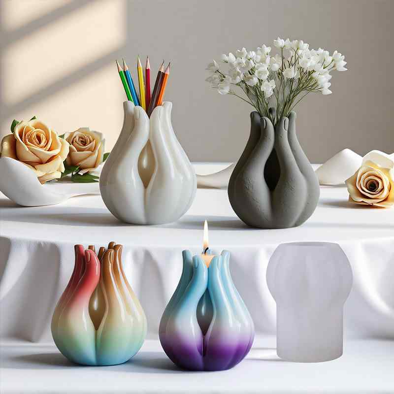 石膏カップ 型 DIY アロマキャンドル カップ 収納 シリコンモールド 手作り 花瓶 樹脂 石膏 コップ 現..