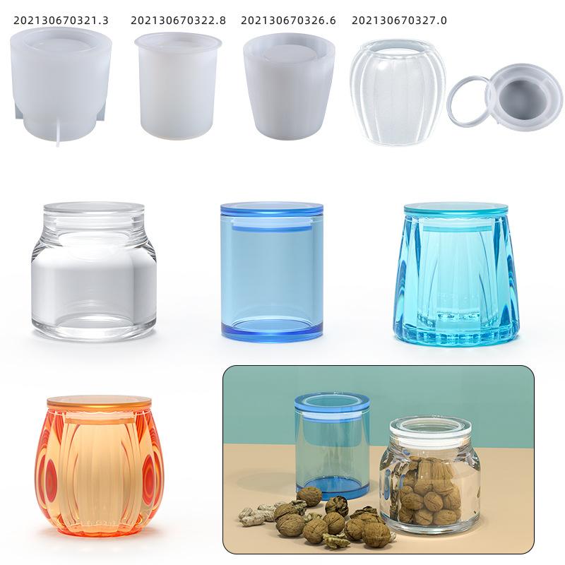 ケーキ型 DIY シリコンモールド 円柱形 ストライプ 収納 密封瓶 レジン製作用