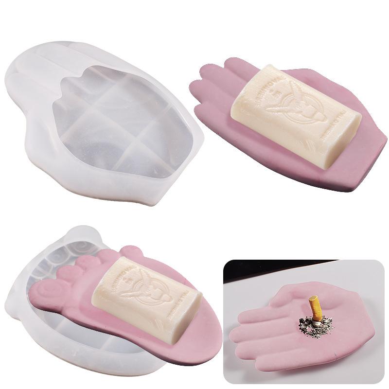 製菓道具 石鹸置き シリコンモールド トレー 小物入れ エスニック アジアン 手のひら型 足型 水晶 レジ..