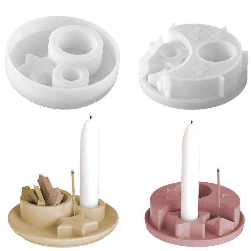 アロマ 香立て ろうそく立て シリコンモールド 星 月 型 レジン DIY アロマセラピー ティー 香炉 石膏 ..
